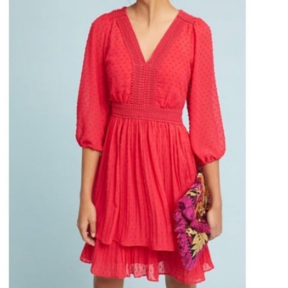 Anthropologie Meadow Rue Tiered Swiss Dot Dress